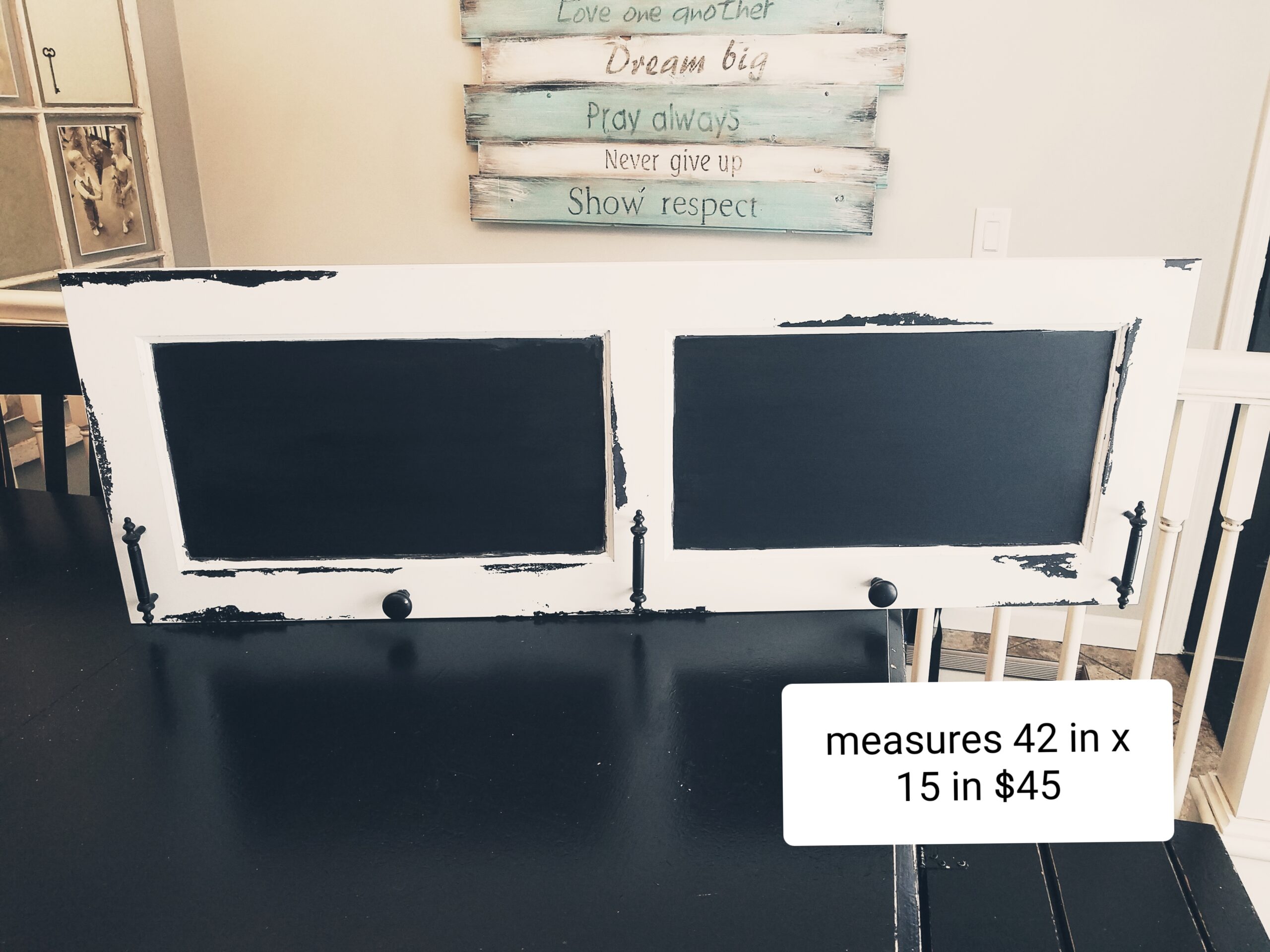 Stylish Solid Wood Chalkboard with Hooks! - Image 5