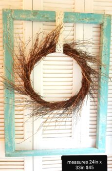 Antique Window Frame with Wreath – Rustic Elegance!