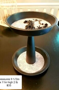 2-Tier Metal & Wood Decorated Pedestal