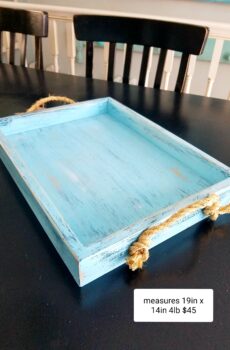 Solid Wood Serving Tray with Rope Handles