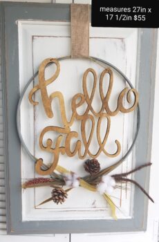 'Hello Fall' Solid Wood Wall Sign with Fall Wreath