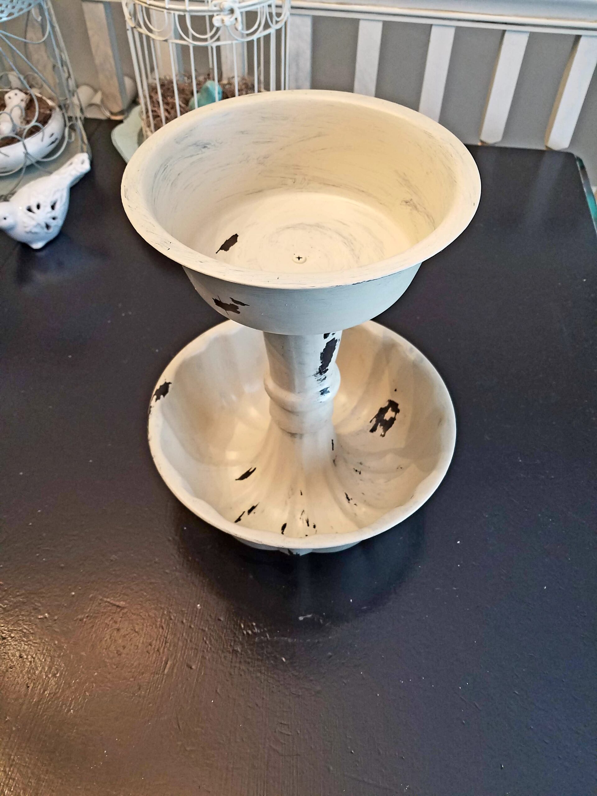 2-Tier Metal & Wood Decorated Pedestal - Image 2