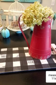 Solid Wood Serving Tray with Handles & Buffalo Check Pattern