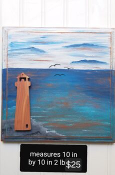 Lake Painting with Wood Lighthouse – Coastal Beauty!