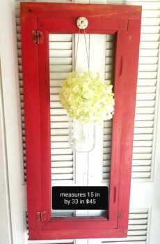 Vintage Red Doors with Hanging Vases / Candle Holders – Farmhouse Style Charm