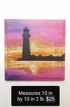 Lake Painting with Wood Lighthouse – Coastal Beauty!