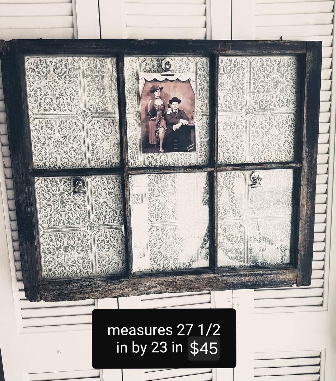 Antique Window 5x7 or 4x6 Picture Frame – Punched Tin Charm!