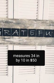 "Grateful" Large Solid Wood Sign with Black Tiles
