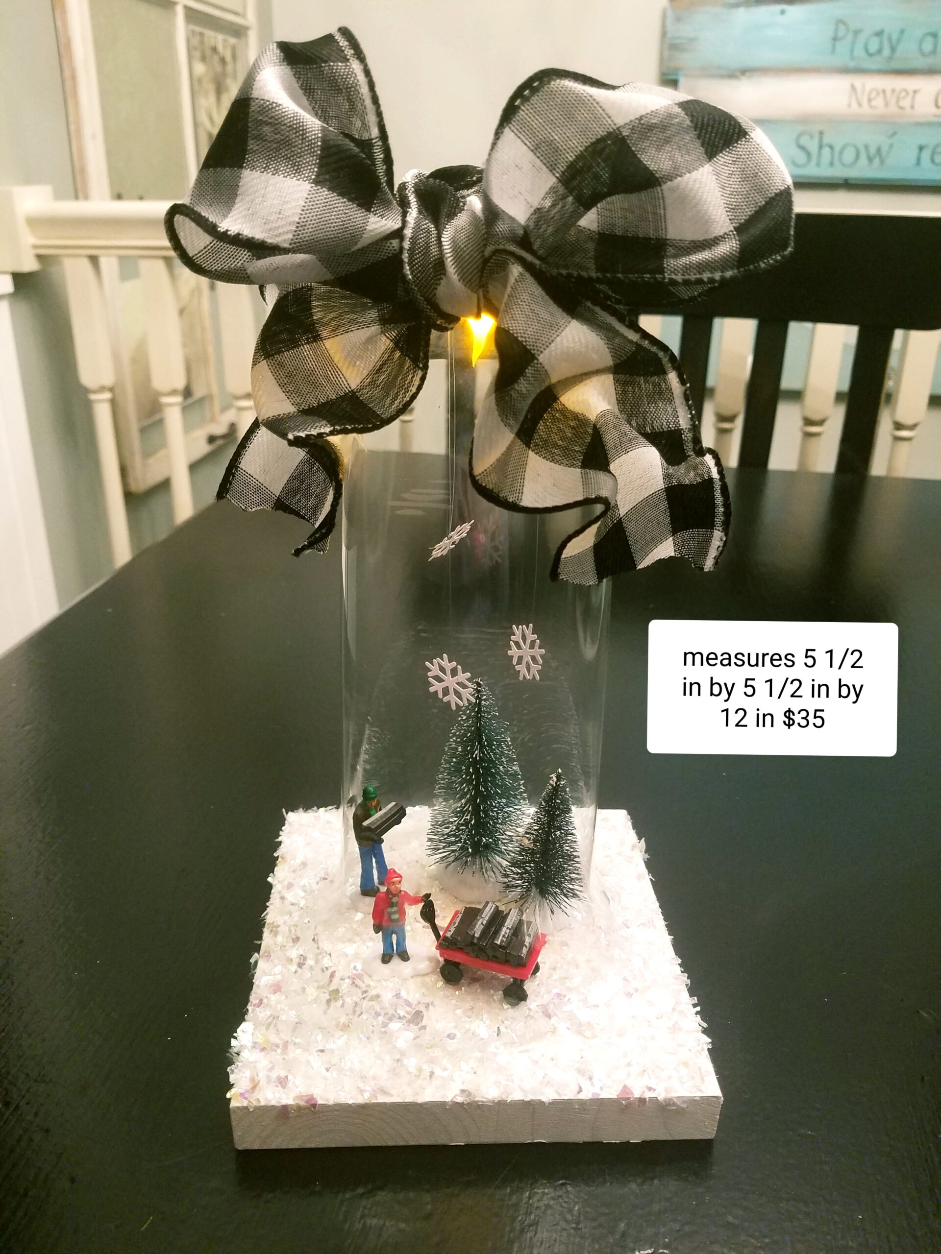 Lighted Glass Christmas Globe with Figurines & Sparkly Snow