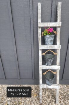 Solid Wood Ladder with Hanging Flowerpots