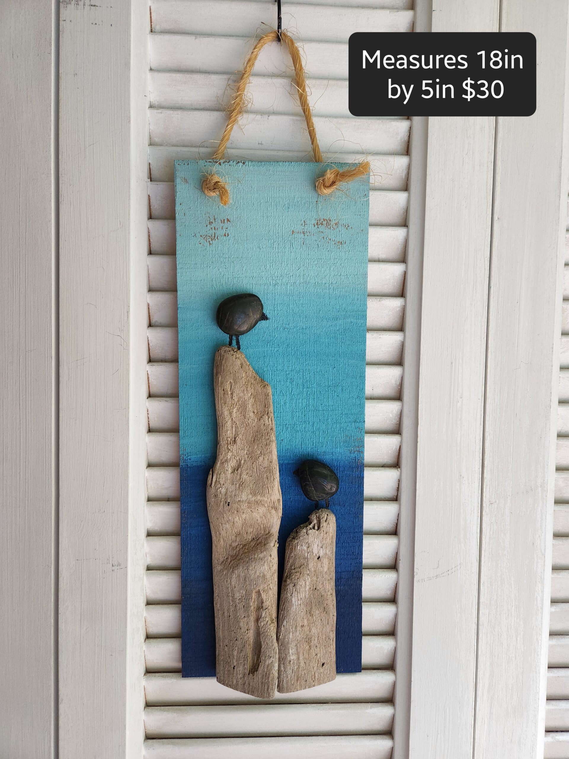 Driftwood & Rock Bird Painting – A Coastal Masterpiece