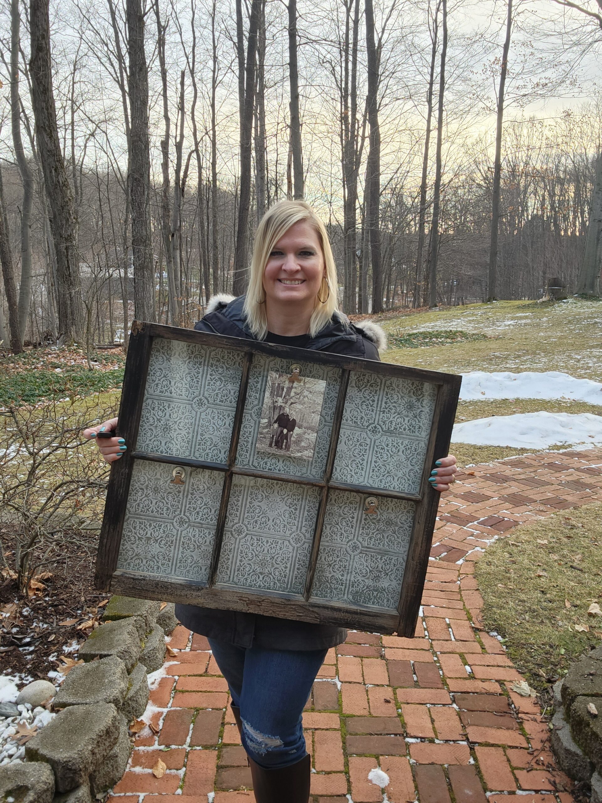Antique Window 5x7 or 4x6 Picture Frame – Punched Tin Charm! - Image 2