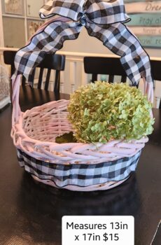 Easter Pink Basket with Black Buffalo Check Ribbon – The Perfect Touch for Spring!