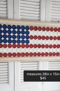 USA Flag Made from Poker Chips on Solid Wood – A Winning Piece!
