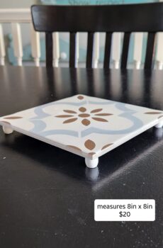 Handcrafted Tile Trivet/Pedestal with Wooden Feet | Crafted in the USA