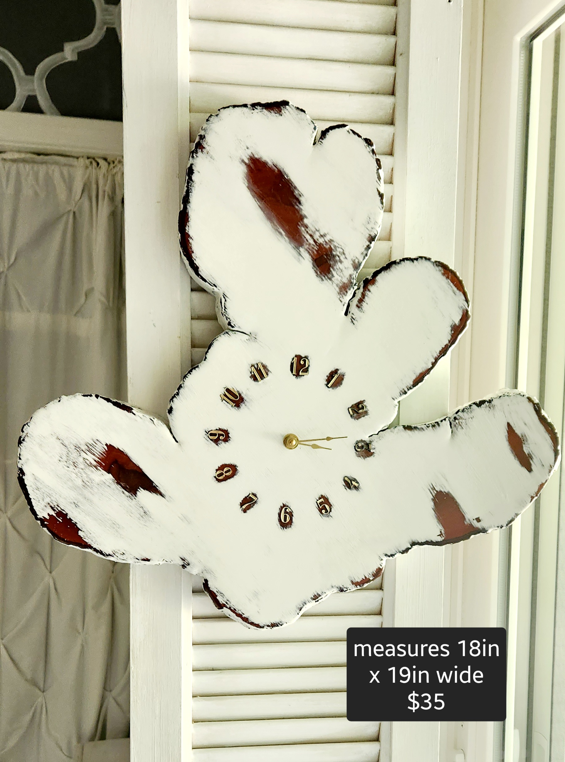 Live Edge Wood Clock – Painted White with Distressed Finish