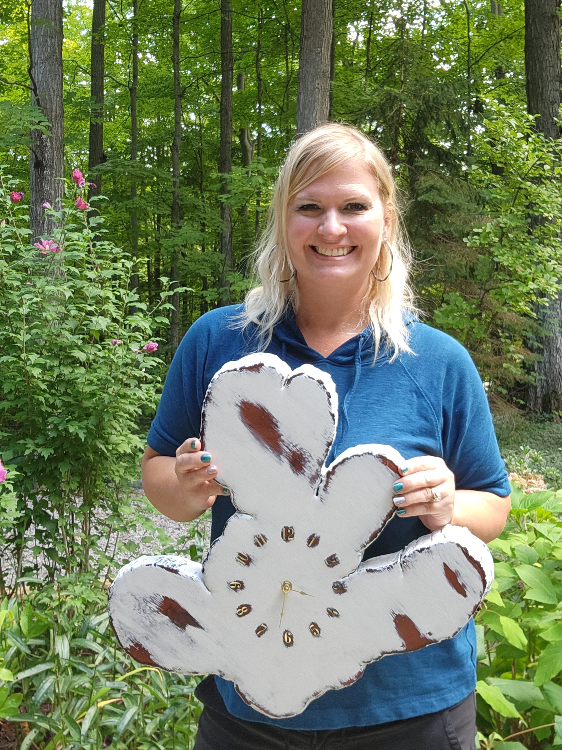 Live Edge Wood Clock – Painted White with Distressed Finish - Image 4