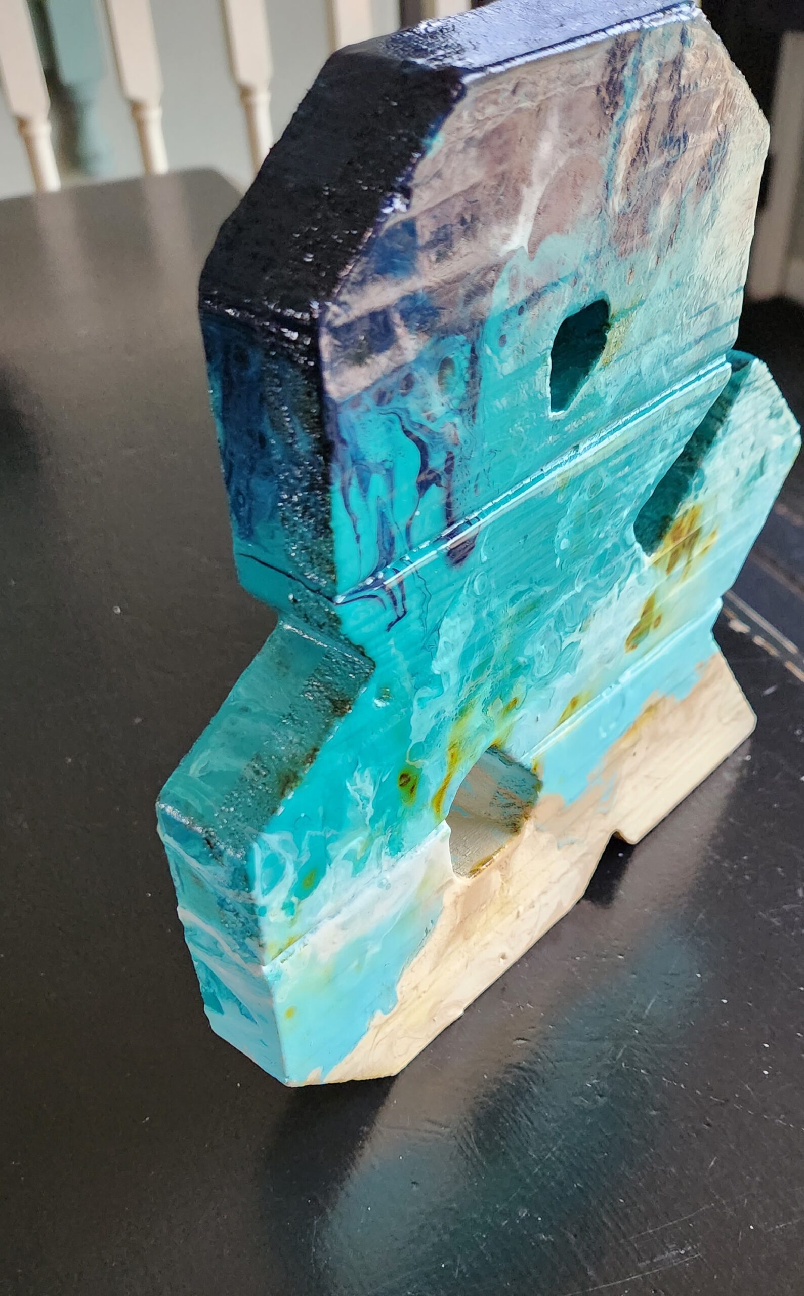 Stunning Acrylic Pour “&” Symbol – Beach & Water Vibes! - Image 3
