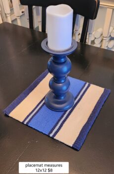 Blue & Cream Decorative Placemat – 12" x 12" Table Centerpiece Mat