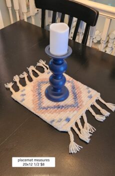 Pink, Blue & Cream Decorative Placemat – 20" x 12" Table Centerpiece Mat