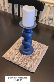 Gray & Cream Decorative Placemat – 12" x 12" Table Centerpiece Mat