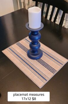 Blue & Khaki Decorative Placemat – 17" x 12" Table Centerpiece Mat