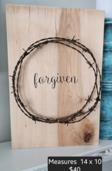 Crown of Thorns Plaque That Says Forgiven – A Powerful Easter Statement