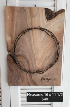Crown of Thorns Plaque That Says Forgiven– A Powerful Easter Statement