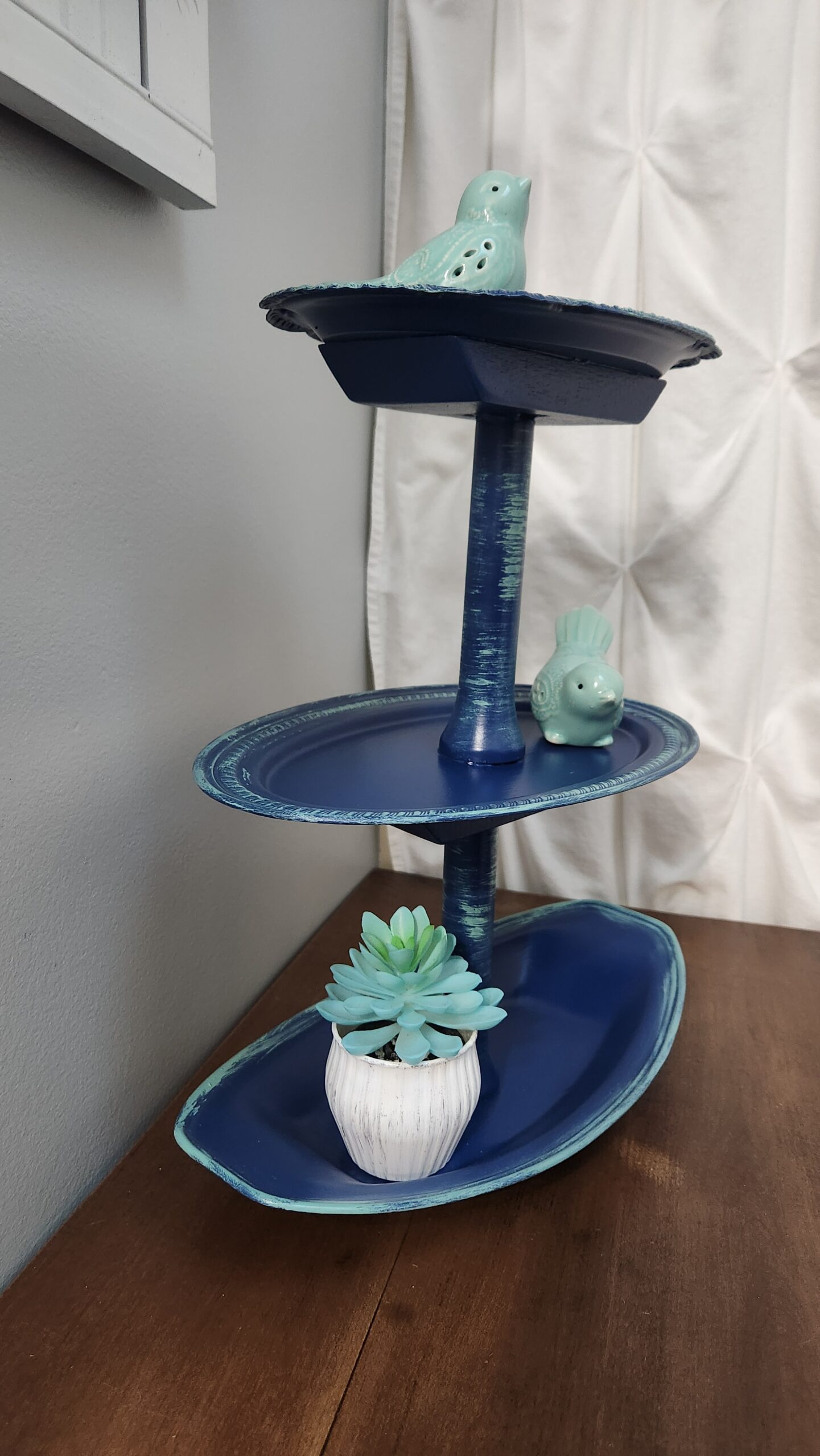 3-Tier Metal & Wood Decorated Pedestal - Image 2