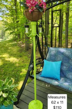 Vintage Metal Lamp Plant Stand & Solar Lights
