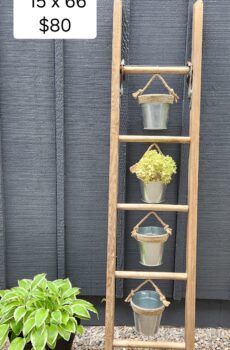 Solid Wood Ladder with Hanging Flowerpots