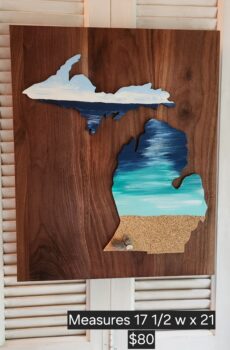 Acrylic Pour Michigan Beach Painting with Sand & Rocks – Coastal Charm!