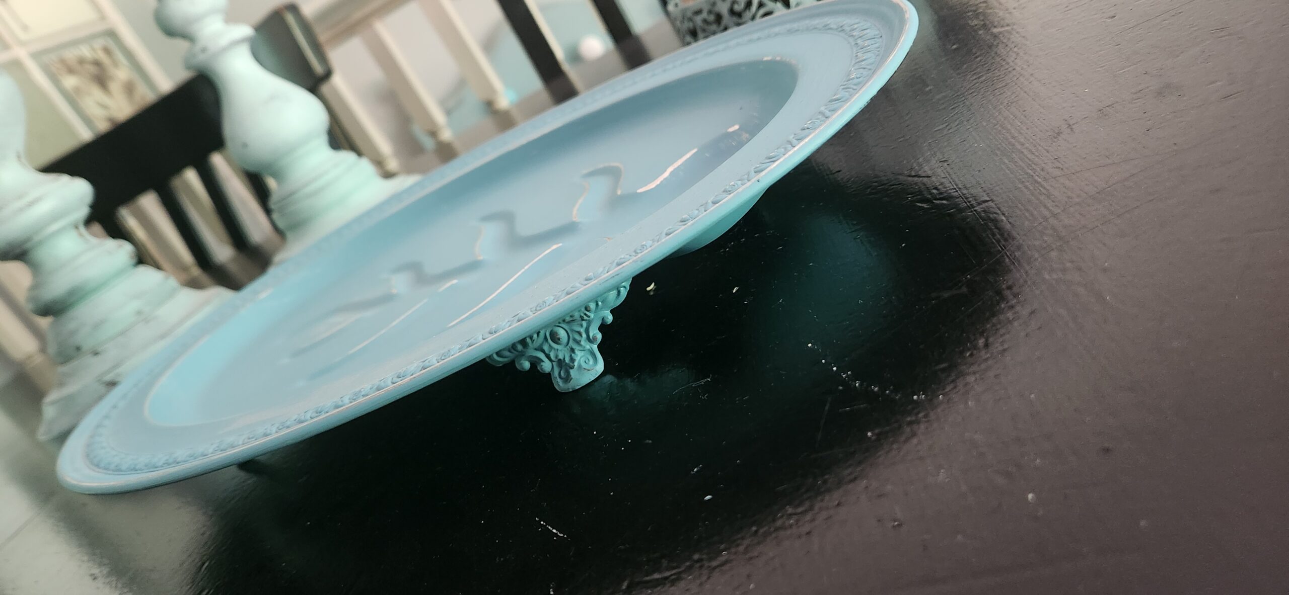 Metal Blueish Green Decorative Platter - Image 2