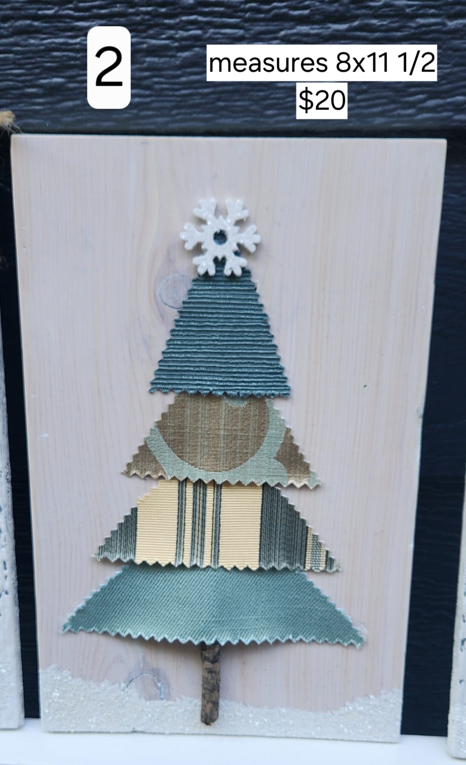 Shabby Chic Blue & Brown Fabric Christmas Tree Wall Hanging (5 Options) - Image 4