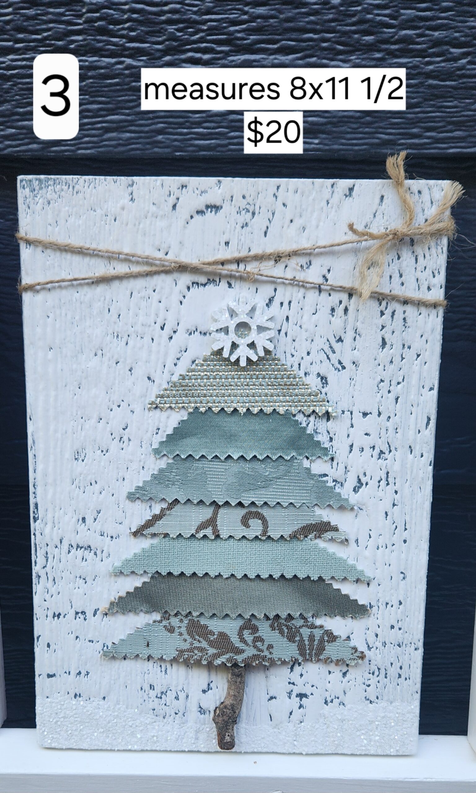 Shabby Chic Blue & Brown Fabric Christmas Tree Wall Hanging (5 Options) - Image 5