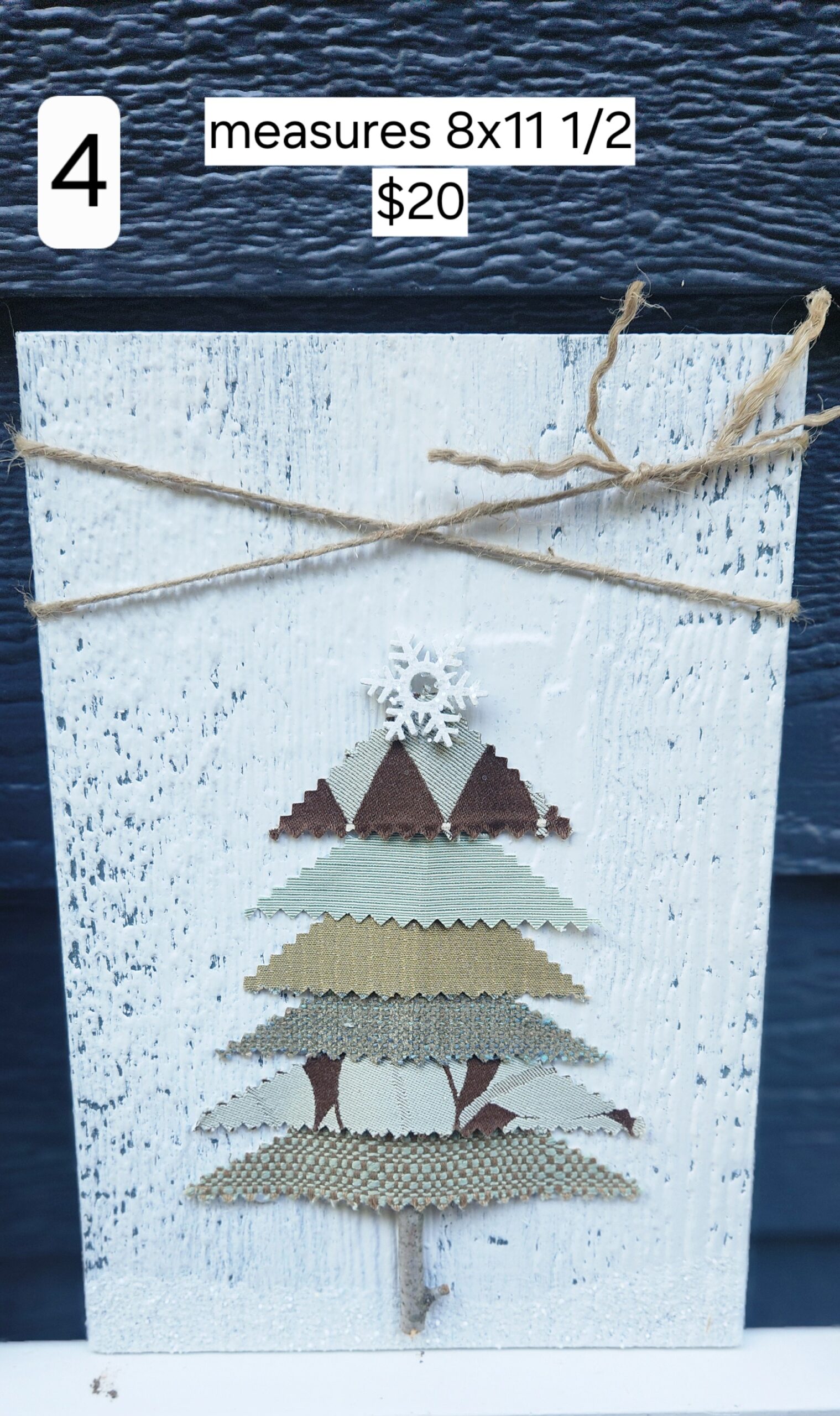Shabby Chic Blue & Brown Fabric Christmas Tree Wall Hanging (5 Options) - Image 7