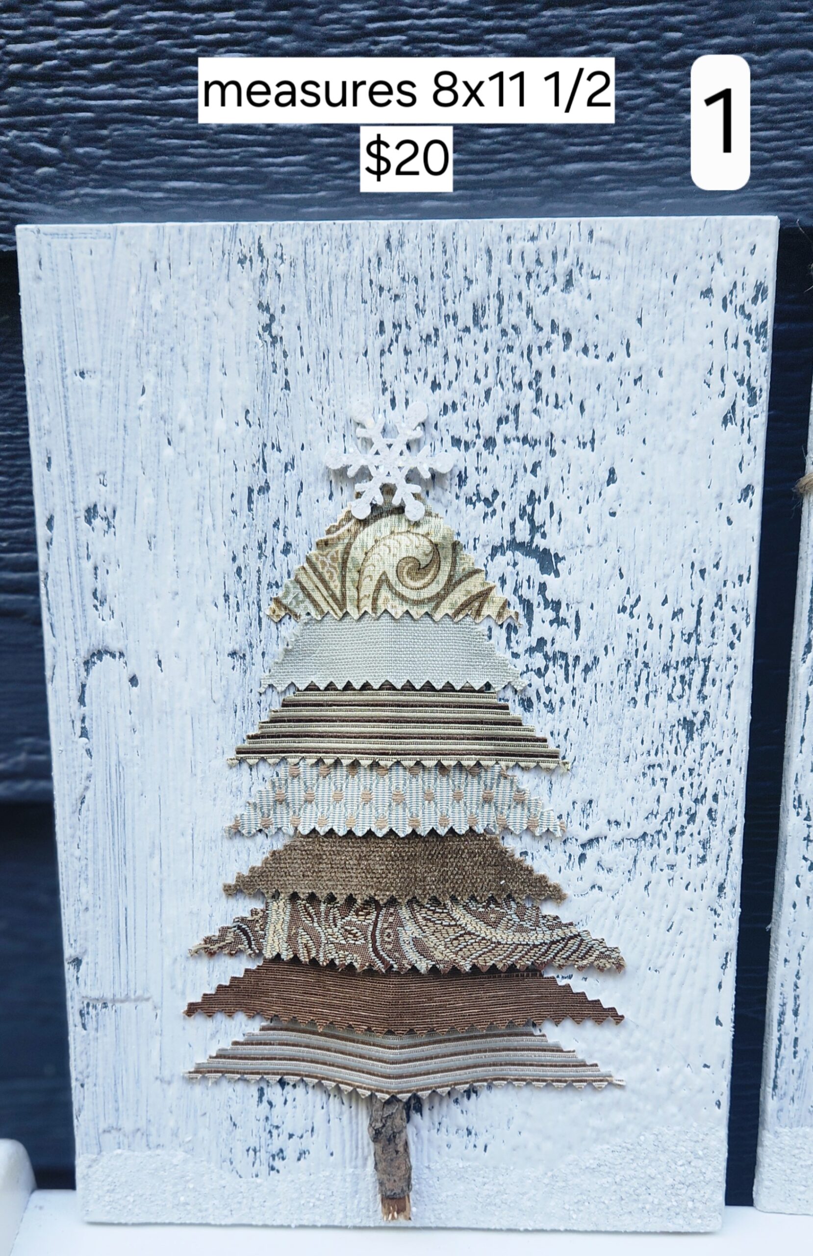Shabby Chic Yellow & Brown Fabric Christmas Tree Wall Hanging (5 Options)