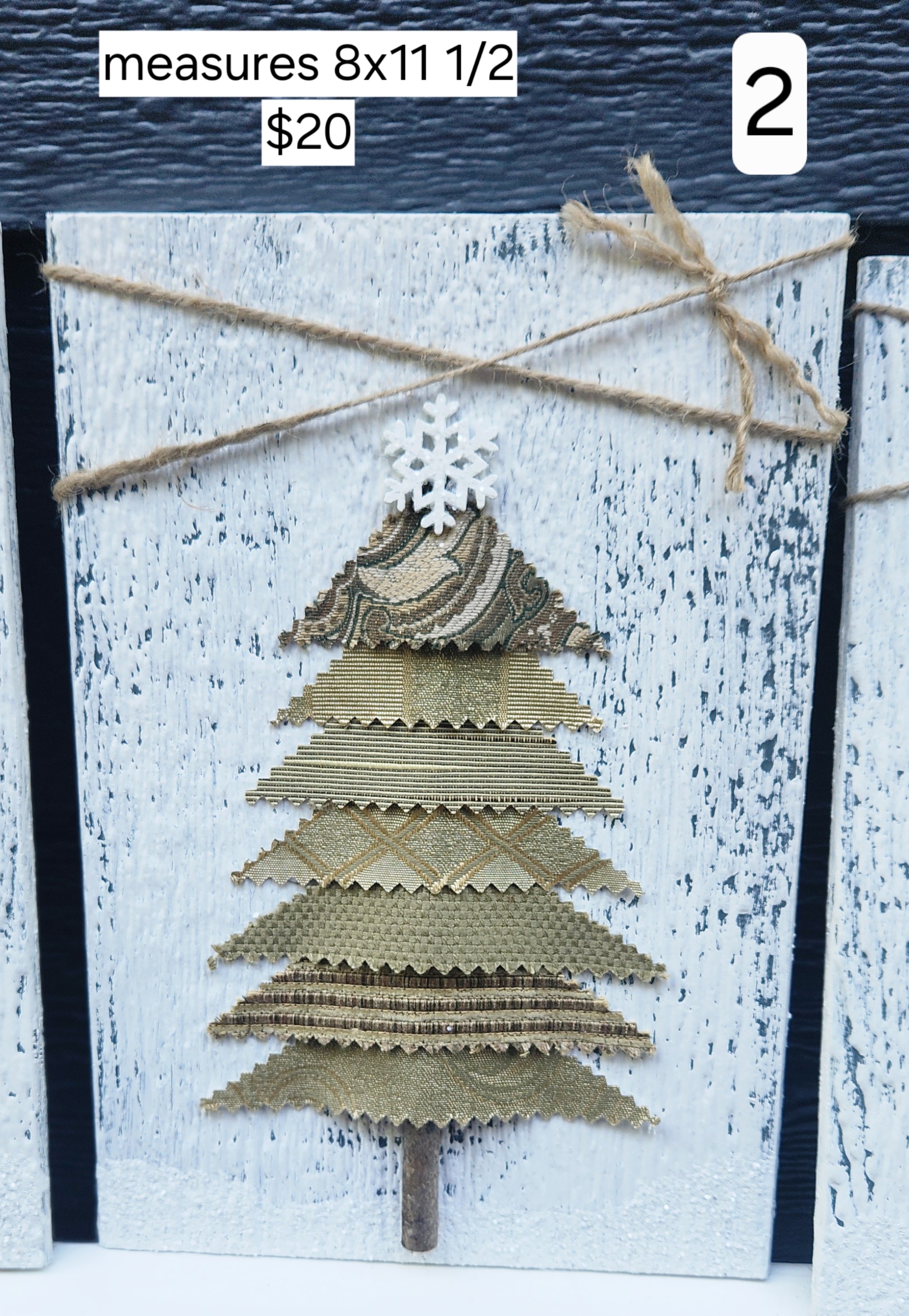 Shabby Chic Yellow & Brown Fabric Christmas Tree Wall Hanging (5 Options) - Image 4