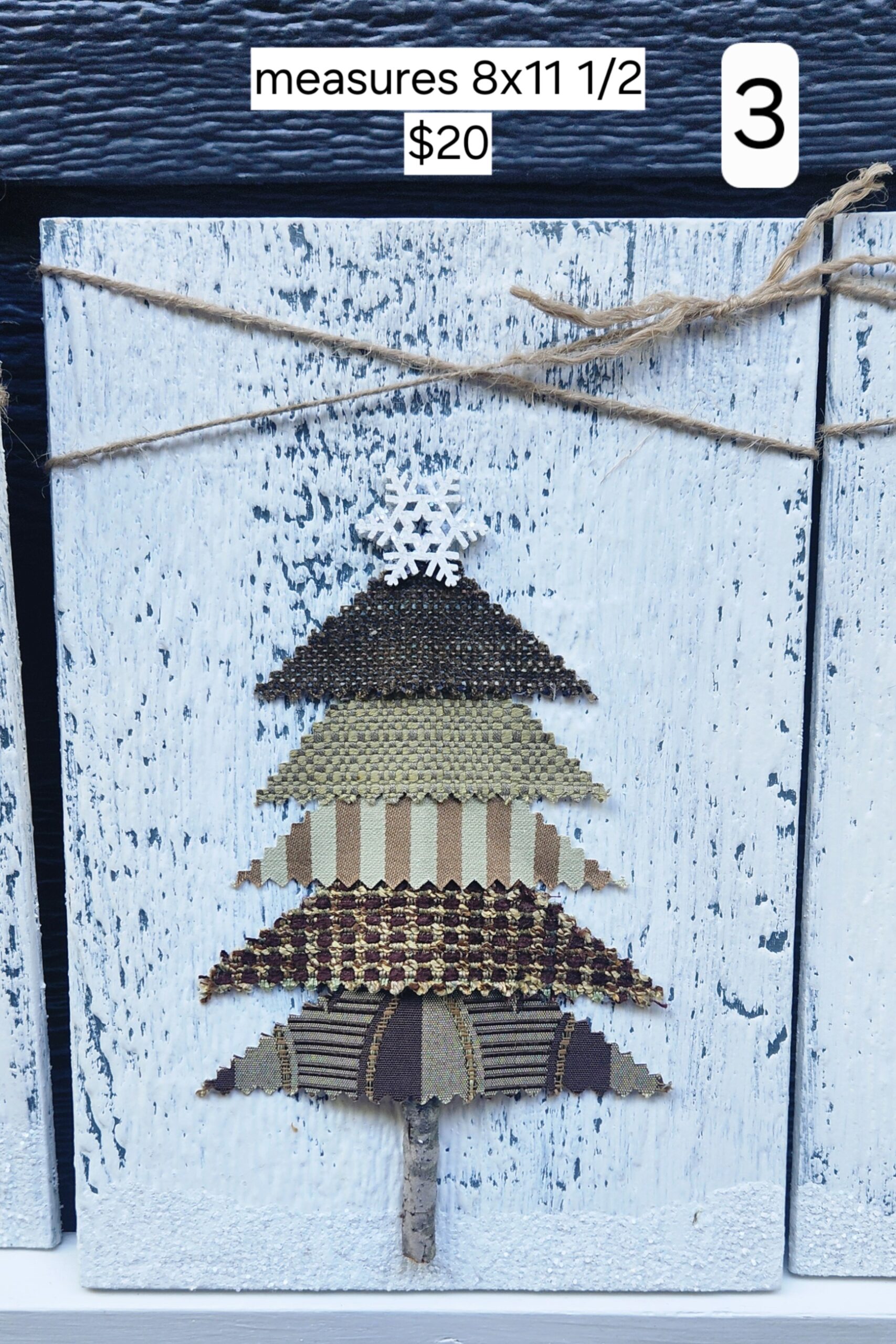 Shabby Chic Yellow & Brown Fabric Christmas Tree Wall Hanging (5 Options) - Image 5