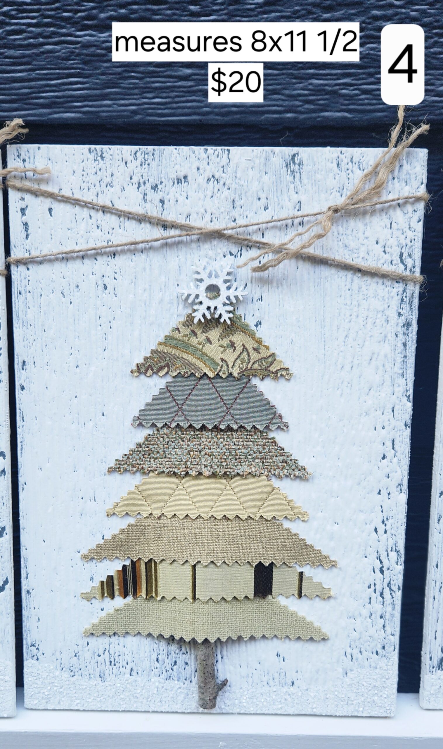Shabby Chic Yellow & Brown Fabric Christmas Tree Wall Hanging (5 Options) - Image 6