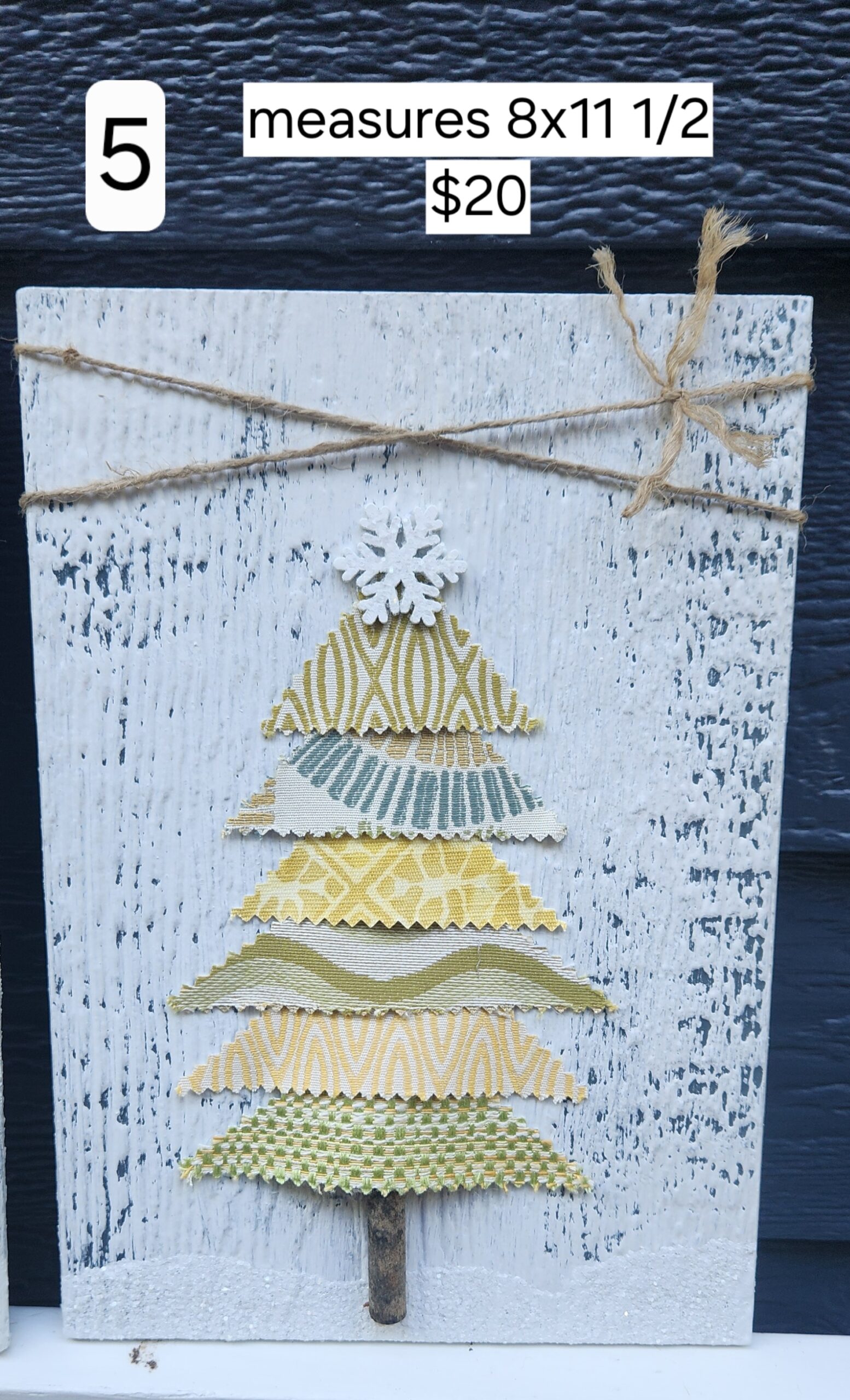 Shabby Chic Yellow & Brown Fabric Christmas Tree Wall Hanging (5 Options) - Image 7