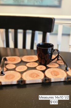 Serving Tray Made from Resin & Wood Cookies – With Handles!