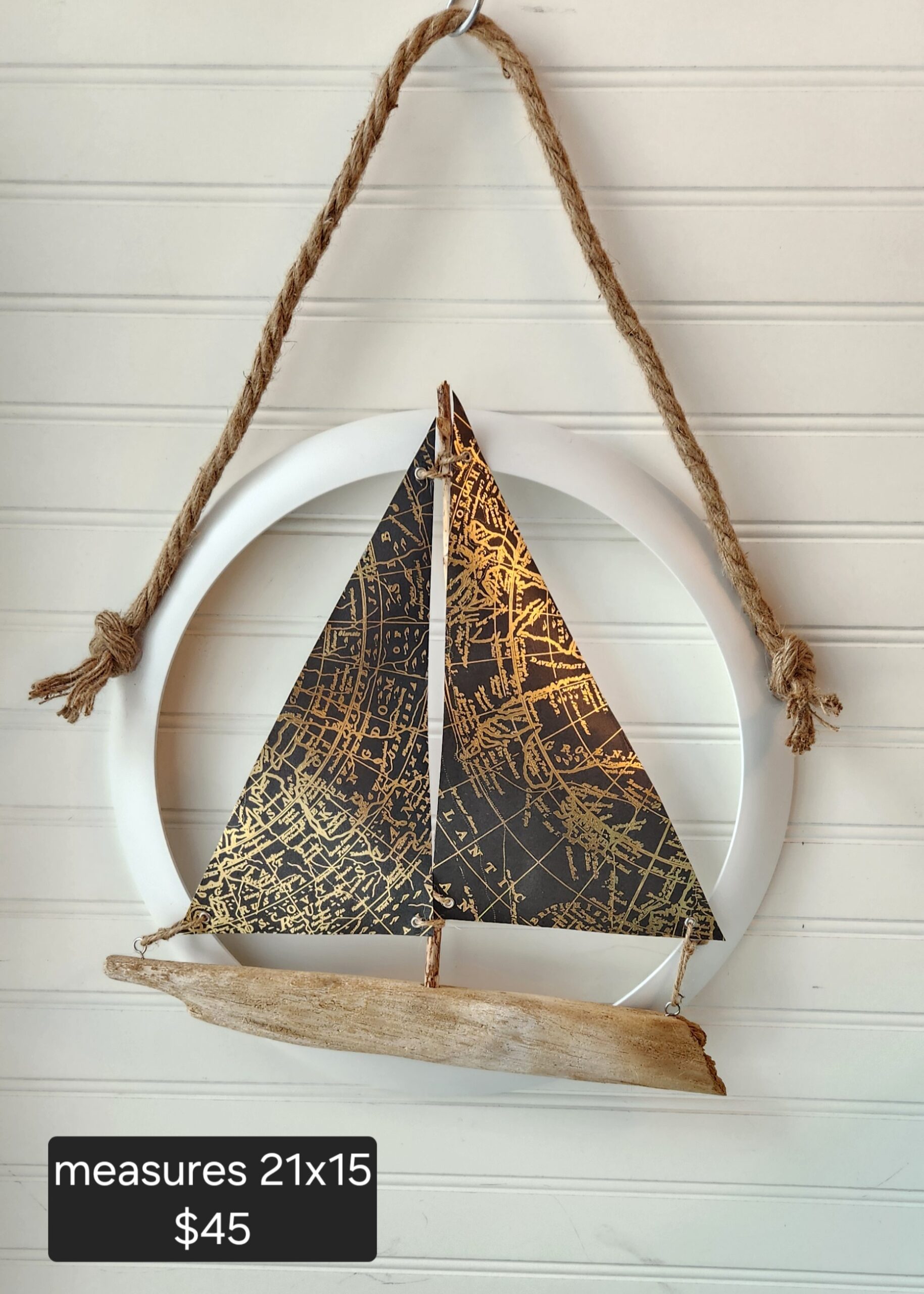 Unique Wall Hanging Driftwood Sailboat