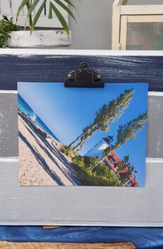 Navy & Gray 8x10 Wall hanging Picture Frame with Betsie Lighthouse Photo – Coastal Elegance!