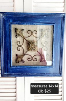 Navy Shadow Box with Decorative Rod Iron – Elegant Coastal Charm!