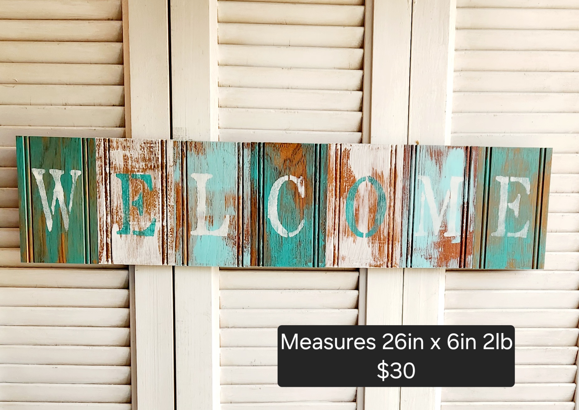 "Welcome" Solid Wood Wall Hanging Sign