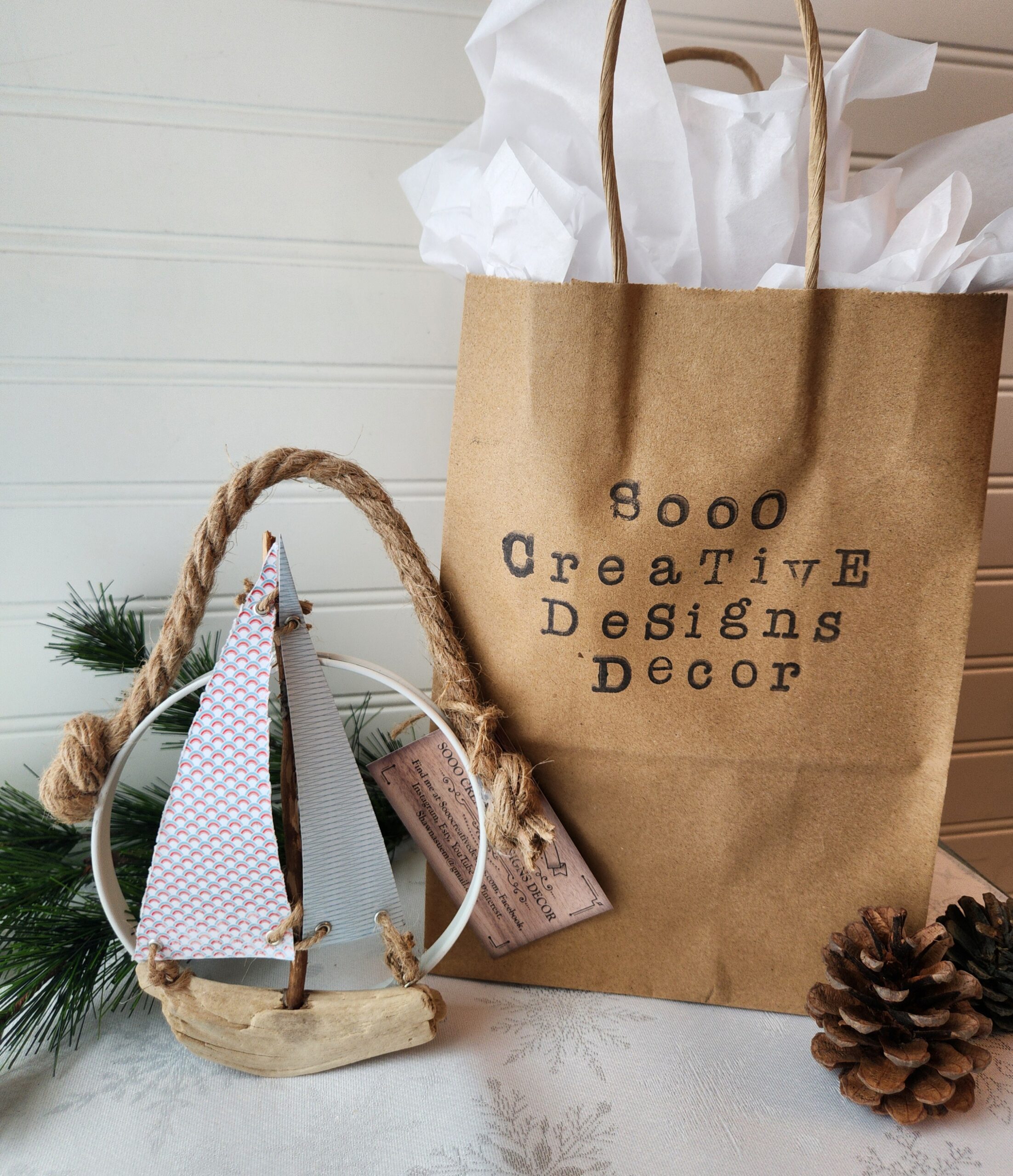 Unique Wall Hanging Driftwood Sailboat - Image 3