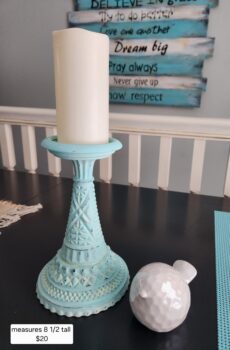Elegant Teal Glass Candle Stand - Crafted in the USA! X