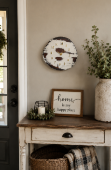 Live Edge Wood Clock – Painted White with Distressed Finish