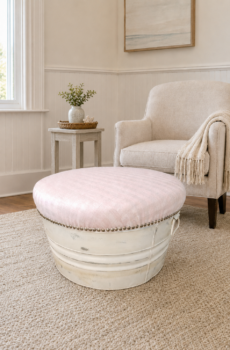 Pink Metal Tub Ottoman with Storage